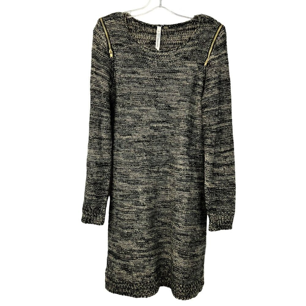 NY Collection Women’s Long Sleeve Sweater Dress Multicolor Zipper Shoulders L